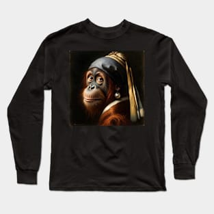 Wildlife Conservation - Pearl Earring Orang Utan Meme Long Sleeve T-Shirt